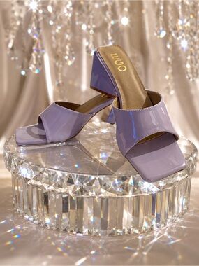 🪻Lilac Patent Square-Toe Slide Heels by Ego shoes